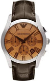Emporio Armani Valente Chronograph Amber Dial Brown Leather Strap Watch For Men - AR1634 Authentic Buy Shop Now
