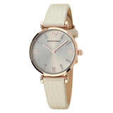 Emporio Armani Gianni T Bar Gunmetal Dial Beige Leather Strap Watch For Women - AR1681 Authentic Buy Shop Now