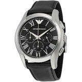 Emporio Armani Classic Chronograph Black Dial Black Leather Strap Watch for Men - AR1700 Authentic Buy Shop Now