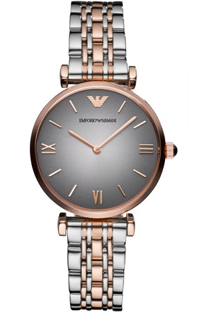 Emporio Armani Gianni T Bar Grey Dial Two Tone Stainless Steel Watch For Women - AR1725 Authentic Buy Shop Now