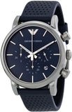 Emporio Armani Luigi Chronograph Blue Dial Black Leather Strap Watch For Men - AR1736 Authentic Buy Shop Now