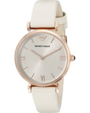 Emporio Armani Gianni T Bar Light Brown Dial White Leather Strap Watch For Women - AR1769 Authentic Buy Shop Now
