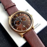 Emporio Armani Alpha Large Chronograph Brown Dial Brown Leather Strap Watch for Men - AR1793 Authentic Buy Shop Now
