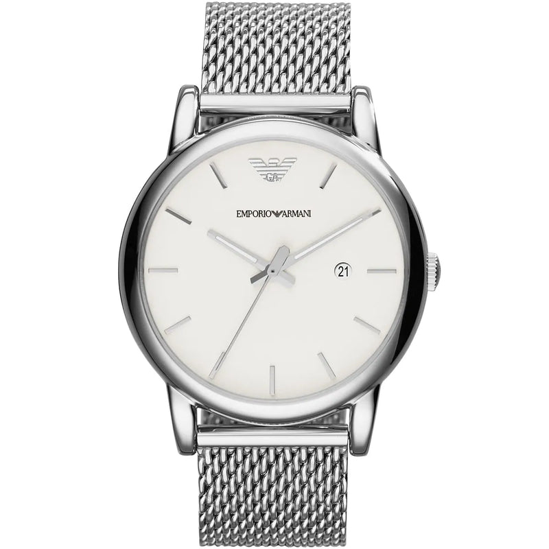 Emporio Armani Luigi White Dial Silver Mesh Strap Watch for Men - AR1812 Authentic Buy Shop Now