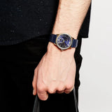 Emporio Armani Alpha Medium Blue Dial Blue Leather Strap Watch for Men - AR1848 Authentic Buy Shop Now