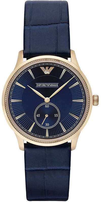 Emporio Armani Alpha Medium Blue Dial Blue Leather Strap Watch for Men - AR1848 Authentic Buy Shop Now