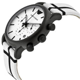 Emporio Armani Luigi Large Chronograph White Dial Two Tone Fabric Strap Watch for Men- AR1859 Authentic Buy Shop Now