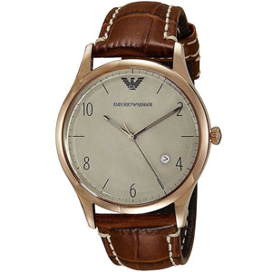 Emporio Armani Beta White Dial Brown Leather Strap Watch for Men - AR1866 Authentic Buy Shop Now