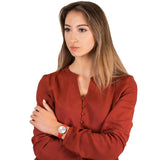 Emporio Armani Gianni T Bar Silver Dial Red Leather Strap Watch For Women - AR1876 Authentic Buy Shop Now