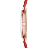 Emporio Armani Gianni T Bar Silver Dial Red Leather Strap Watch For Women - AR1876 Authentic Buy Shop Now