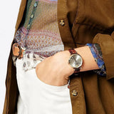 Emporio Armani Gianni T Bar Beige Dial Brown Leather Strap Watch For Women - AR1883 Authentic Buy Shop Now