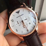 Emporio Armani Beta Chronograph White Dial Brown Leather Strap Watch For Men - AR1916 Authentic Buy Shop Now