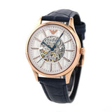Emporio Armani Meccanico Automatic White Dial Blue Leather Strap Watch For Men - AR1947 Authentic Buy Shop Now