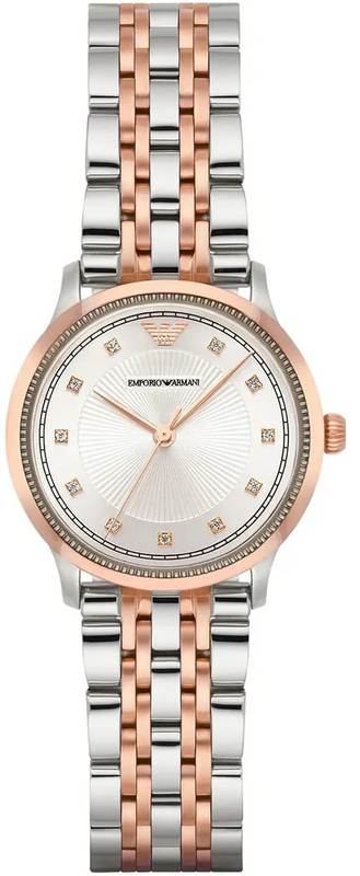 Emporio Armani Alpha Silver Dial Two Tone Steel Strap Watch for Women - AR1962 Authentic Buy Shop Now