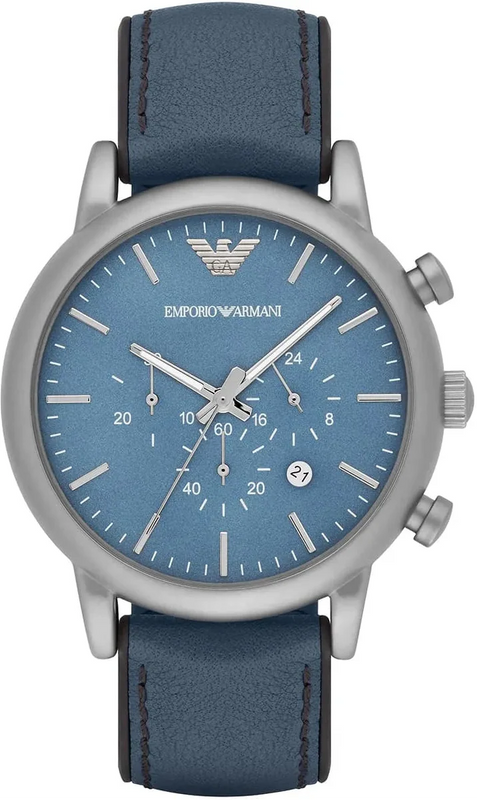 Emporio Armani Luigi XLarge Chronograph Blue Dial Blue Leather Strap Watch for Men - AR1969 Authentic Buy Shop Now