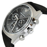 Emporio Armani Zeta Chronograph Black Dial Black Leather Strap Watch for Men - AR1975 Authentic Buy Shop Now