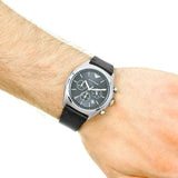 Emporio Armani Zeta Chronograph Black Dial Black Leather Strap Watch for Men - AR1975 Authentic Buy Shop Now