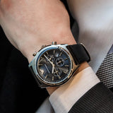 Emporio Armani Zeta Chronograph Black Dial Black Leather Strap Watch for Men - AR1975 Authentic Buy Shop Now