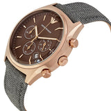 Emporio Armani Zeta Chronograph Brown Dial Gray Fabric Strap Watch for Men - AR1976 Authentic Buy Shop Now