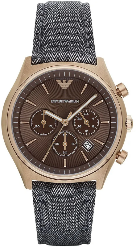 Emporio Armani Zeta Chronograph Brown Dial Gray Fabric Strap Watch for Men - AR1976 Authentic Buy Shop Now