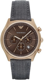 Emporio Armani Zeta Chronograph Brown Dial Gray Fabric Strap Watch for Men - AR1976 Authentic Buy Shop Now