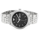 Emporio Armani Zeta Black Dial Silver Steel Strap Watch for Men - AR1977 Authentic Buy Shop Now