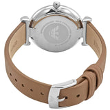 Emporio Armani Gianni T-Bar White Dial Brown Leather Strap Watch for Women - AR1988 Authentic Buy Shop Now