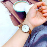 Emporio Armani Gianni T-Bar White Dial Brown Leather Strap Watch for Women - AR1988 Authentic Buy Shop Now