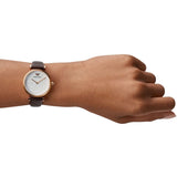 Emporio Armani Gianni T-Bar Silver Dial Brown Leather Strap Watch for Women - AR1990 Authentic Buy Shop Now