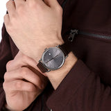 Emporio Armani Luigi Quartz Gray Dial Brown Leather Strap Watch For Men - AR1996 Authentic Buy Shop Now