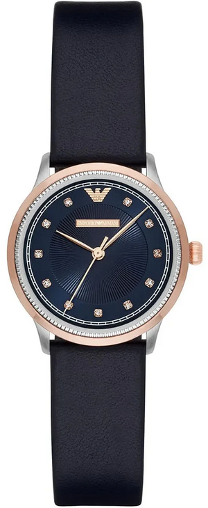 Emporio Armani Alpha XSmall Blue Dial Blue Leather Strap Watch for Women - AR2066 Authentic Buy Shop Now