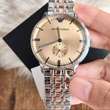 Emporio Armani Classic Beige Dial Two Tone Steel Strap Watch for Men - AR2070 Authentic Buy Shop Now