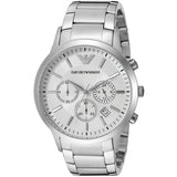 Emporio Armani Renato Chronograph White Dial Silver Steel Strap Watch for Women - AR2459 Authentic Buy Shop Now