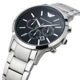 Emporio Armani Sportivo Chronograph Black Dial Silver Steel Strap Watch For Men - AR2460 Authentic Buy Shop Now
