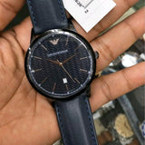 Emporio Armani Renato Blue Dial Blue Leather Strap Watch For Men - AR2479 Authentic Buy Shop Now