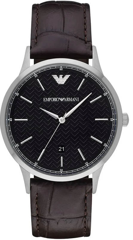 Emporio Armani Renato Large Black Dial Brown Leather Strap Watch for Men - AR2480 Authentic Buy Shop Now