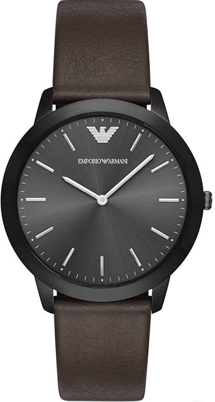 Emporio Armani Retro Black Dial Brown Leather Strap Watch for Men - AR2483 Authentic Buy Shop Now