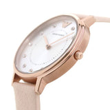 Emporio Armani Kappa Rose Gold & White Dial Beige Nude Leather Strap Watch For Women - AR2510 Authentic Buy Shop Now