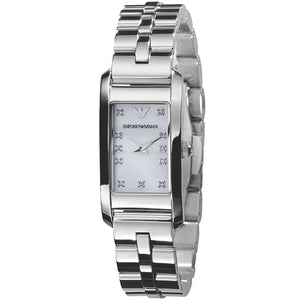 Emporio Armani Donna Mother Of Pearl White Dial Silver Steel Strap Watch for Women - AR3167 Authentic Buy Shop Now