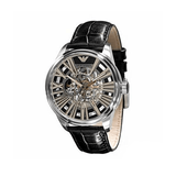 Emporio Armani Meccanico Automatic Black Dial Leather Strap Watch For Men - AR4629 Authentic Buy Shop Now