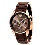 Emporio Armani Sportivo Chronograph Brown Dial Brown Silicone Strap Watch For Men - AR5891 Authentic Buy Shop Now