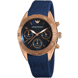 Emporio Armani Sportivo Chronograph Blue Dial Blue Silicone Strap Watch for Women - AR5939 Authentic Buy Shop Now