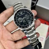 Emporio Armani Tazio Chronograph Black Dial Silver Steel Strap Watch for Men - AR5980 Authentic Buy Shop Now