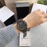 Emporio Armani Tazio Chronograph Black Dial Brown Silicone Strap Watch for Men - AR5990 Authentic Buy Shop Now