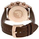 Emporio Armani Sportivo Chronograph White Dial Brown Leather Strap Watch For Men - AR5996 Authentic Buy Shop Now