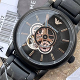 Emporio Armani Meccanico Automatic Black Dial Black Steel Strap Watch For Men - AR60010 Authentic Buy Shop Now