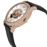 Emporio Armani Luigi Automatic Silver Dial Black Leather Strap Watch For Men - AR60013 Authentic Buy Shop Now