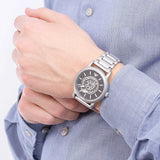 Emporio Armani Meccanico Automatic Skeleton Black Dial Silver Steel Strap Watch For Men - AR60021 Authentic Buy Shop Now
