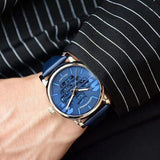 Emporio Armani Luigi Automatic Blue Dial Blue Leather Strap Watch For Men - AR60030 Authentic Buy Shop Now