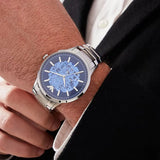 Emporio Armani Renato Automatic Blue Dial Silver Steel Strap Watch For Men - AR60037 Authentic Buy Shop Now